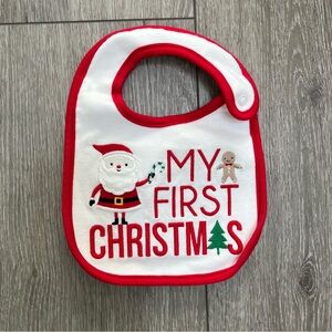 CARTERS MY FIRST CHRISTMAS WATER RESISTANT SNAP BIB ONE SIZE